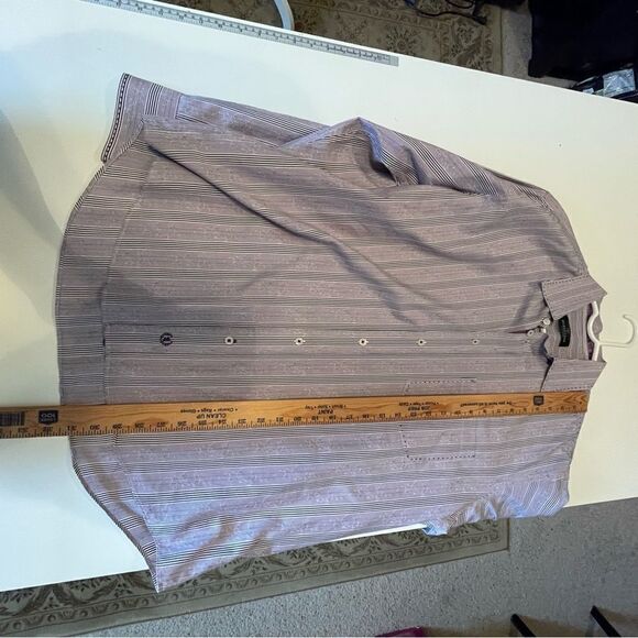 BUGATCHI MEN SHAPED FIT DRESS SHIRT SIZE XL purple and white - Picture 9 of 13